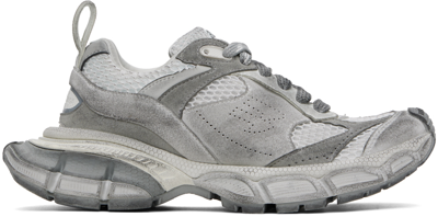 Balenciaga 3xl Distressed Faux Suede And Mesh Sneakers In 1212 Light Grey Mix