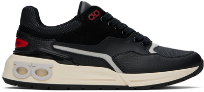 Shop Ferragamo Black Cosma Low Sneakers In Nero 18