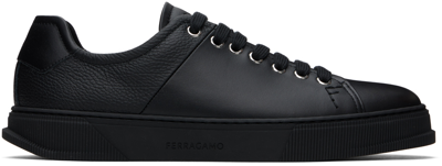Shop Ferragamo Black Low Cut Sneakers In Nero