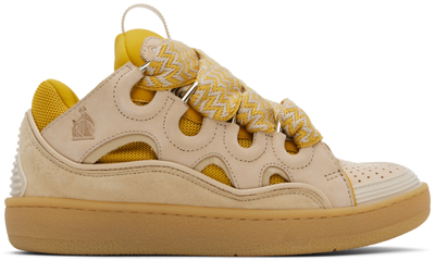 Shop Lanvin Ssense Exclusive Beige & Yellow Curb Sneakers In 0780 Beige Yellow