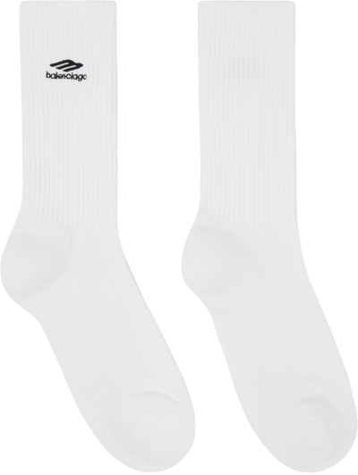 Shop Balenciaga White 3b Sports Icon Socks In 9060 White/black