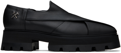 Shop Gmbh Black Chunky Chapal Loafers In Black Apple Pam