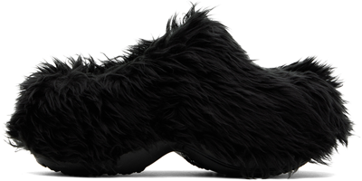Shop Balenciaga Black Crocs Edition Fake Fur Mules In 1000 Black