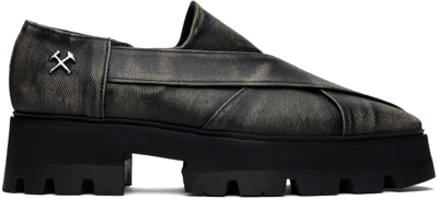 Shop Gmbh Black Chunky Chapal Loafers In Dusky Yeso Canvas