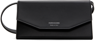 Shop Ferragamo Black Compact Crossbody Bag In Nero