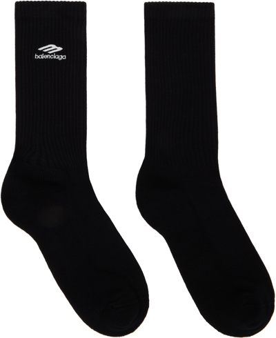Shop Balenciaga Black 3b Sports Icon Socks In 1077 Black/white