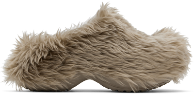 Shop Balenciaga Taupe Crocs Edition Fake Fur Mules In 2020 Mink