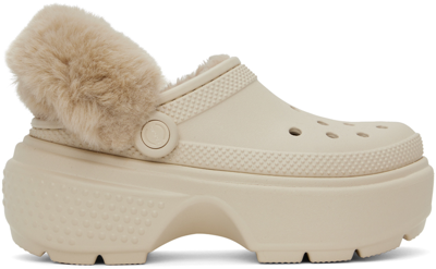 Shop Crocs Off-white Stomp Lined Clogs In Stucco