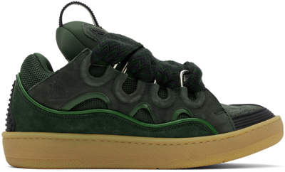 Shop Lanvin Ssense Exclusive Green Curb Sneakers In 4440 Dark Green