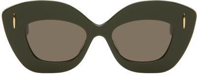 Shop Loewe Khaki Retro Screen Sunglasses In 96e Khaki/brown