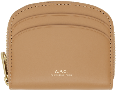 Shop Apc Tan Demi-lune Mini Compact Wallet In Cas Dulce