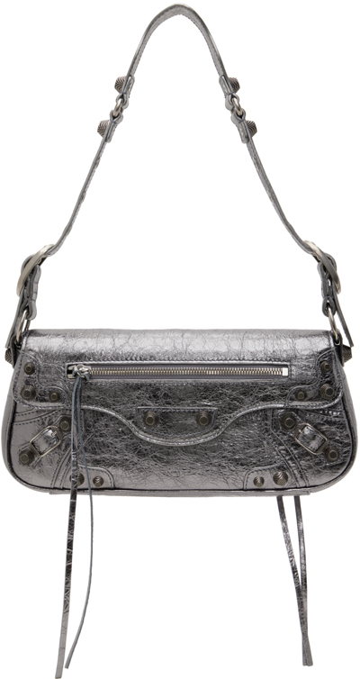 Shop Balenciaga Silver 'le Cagole Small Sling' Bag In 8103 Silver