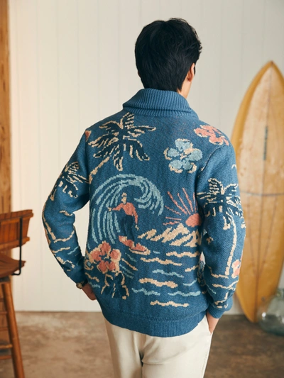 Shop Faherty Offshore Swell Cardigan (tall) In Aqua Sea