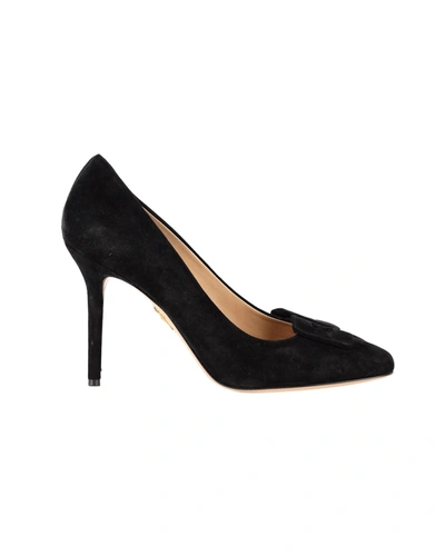 Shop Charlotte Olympia Catherine Buckle Pumps In Black Suede