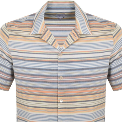 Shop Paul Smith Short Sleeve Striped Shirt Blue