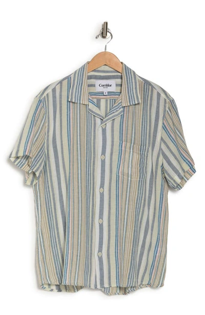Shop Corridor Amagansett Cotton Short Sleeve Button-up Camp Shirt In Blue