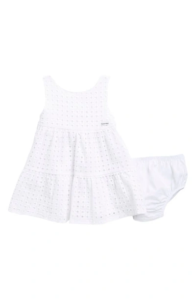 Shop Calvin Klein Cotton Eyelet Dress & Bloomers In White