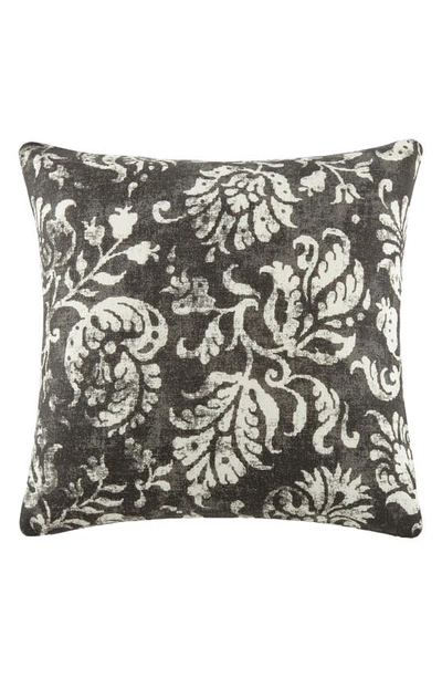 Ienjoy Home Distressed Floral Cotton Throw Pillow In Charcoal