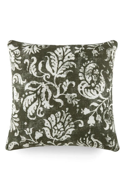 Shop Ienjoy Home Distressed Floral Cotton Throw Pillow In Olive
