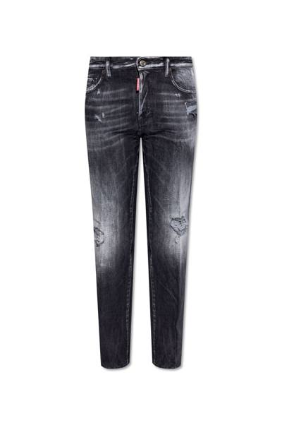 Shop Dsquared2 642 Distressed Mid Rise Jeans In Black