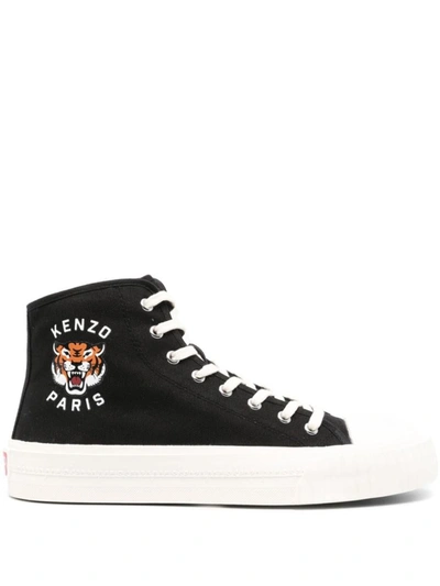 Shop Kenzo Tiger Print Sneakers In Black