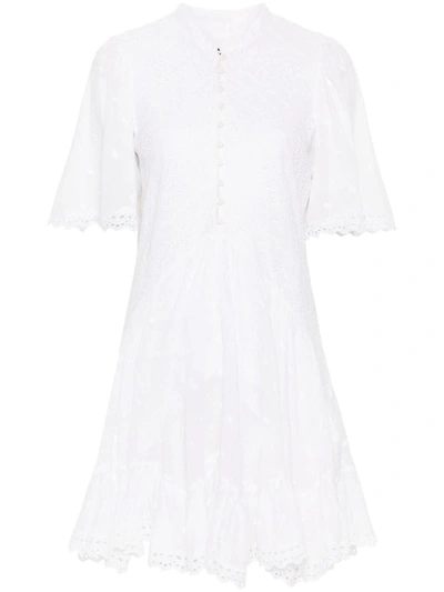 Shop Isabel Marant Étoile Short Dress In Broderie Anglaise In White