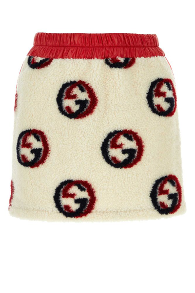 Shop Gucci Embroidered Teddy Mini Skirt In Multi