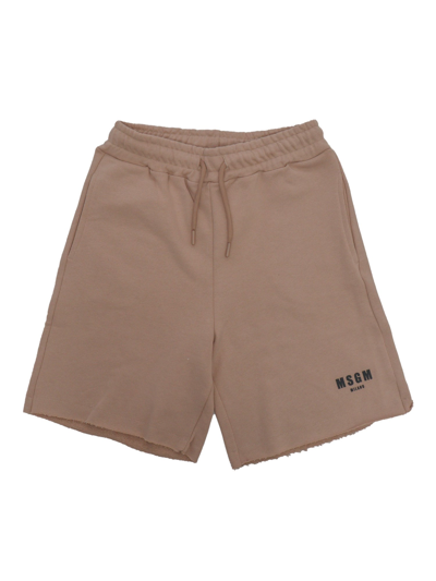 Msgm Bermuda Marroni In Beige