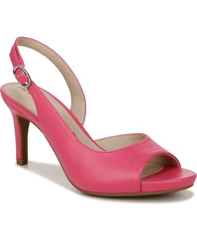 Lifestride Teller Slingback Peep Toe Pump In French Pink Faux Leather