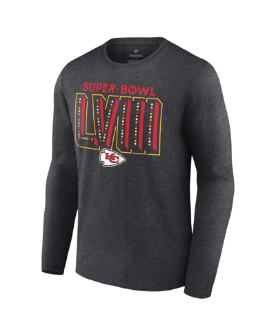 Shop Fanatics Men's  Heather Charcoal Kansas City Chiefs Super Bowl Lviii Local Team Long Sleeve T-shirt