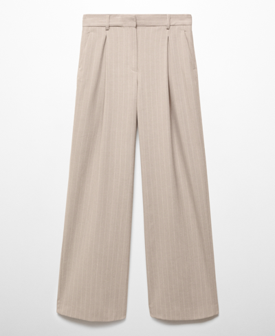 Shop Mango Women's Pinstripe Suit Pants In Beige
