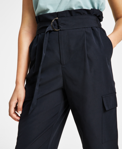 Shop Bar Iii Women's Belted Cargo Pants, Created For Macy's In Deep Black