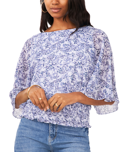 Shop Sam & Jess Women's Smocked-waist Top In Blue Floral