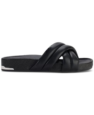 Shop Dkny Women's Indra Criss Cross Strap Foot Bed Slide Sandals, Created For Macy's In Bone