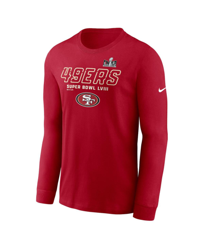 Nike Men's  Scarlet San Francisco 49ers Super Bowl Lviii Iconic Long Sleeve T-shirt In Scarlet