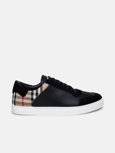 Shop Burberry 'stevie' Black Leather Sneakers