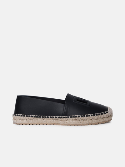 Shop Dolce & Gabbana Black Leather Espadrilles