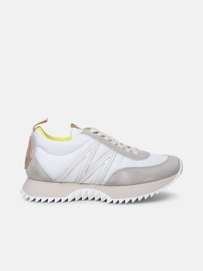 Shop Moncler 'pacey' Beige Polyamide Sneakers