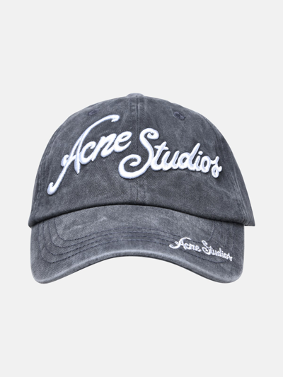 Shop Acne Studios Grey Cotton Hat In Black