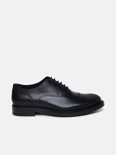 Shop Tod's Black Smooth Leather Lace-up Shoes