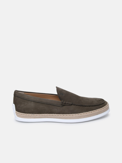 Shop Tod's Green Leather Loafers
