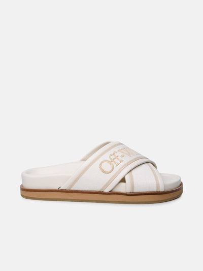 Shop Off-white 'cloud Criss Cross' Slippers In Beige Leather Blend