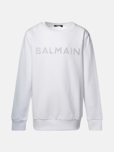 Shop Balmain Felpa Logo In White