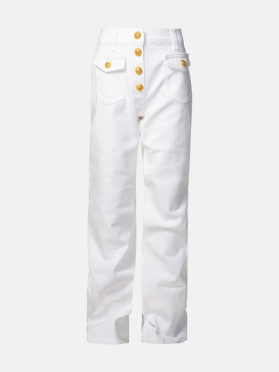 Shop Balmain Pantalone Bottoni  A Zampa In White