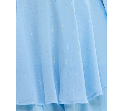 Shop Crystal Doll Juniors' Tie-back Tiered Fit & Flare Dress In Light Blue,silver