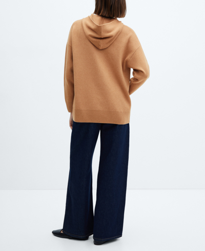 Shop Mango Women's Zip-up Knitted Sweatshirt In Medium Brown