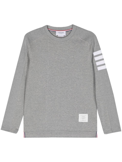 Shop Thom Browne Long Sleeved 4-bar T-shirt In Grey