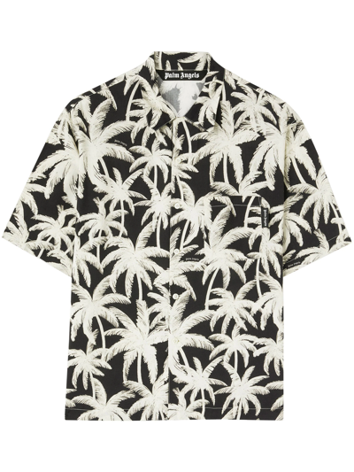 Shop Palm Angels Palms Shirt With Short Sleeves In Black