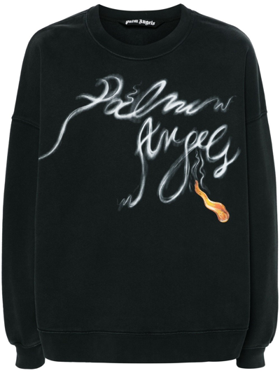 Shop Palm Angels Foggy Sweatshirt With Print In Black