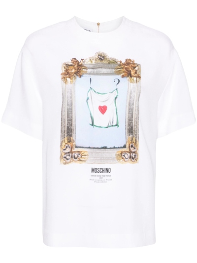 Shop Moschino Blouse With Print In White